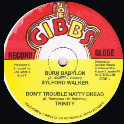 ジャマイカ12” Sylford Walker Burn Babylon NONE Joe Gibbs Record Globe /00250 Silford Walker – Burn Babylon – Vinyl (7