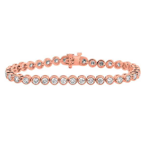 Pre-owned Morris 4.00 Carat Natural Diamond Bracelet Si 14k Rose Gold 7 Inches In Pink