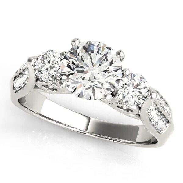 IGI 1 Ct Round Lab Grown Diamond 14K Solid White Gold Engagement Weeding Ring