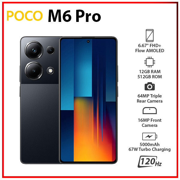 POCO M6 PRO ブラック 本体 512GB Unlocked) Xiaomi POCO M6 Pro 12GB+512GB BLACK Dual SIM