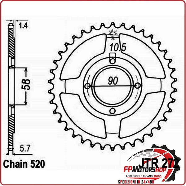 CORONA PER TRASMISSIONE MOTO JT 272 Z31 JTR272.31 31 DENTI ACCIAIO PASSO 520