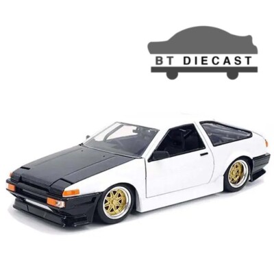 JADA JDM TUNERS TOYOTA TRUENO AE86 1/24 DIECAST with BLACK HOOD WHITE 35956