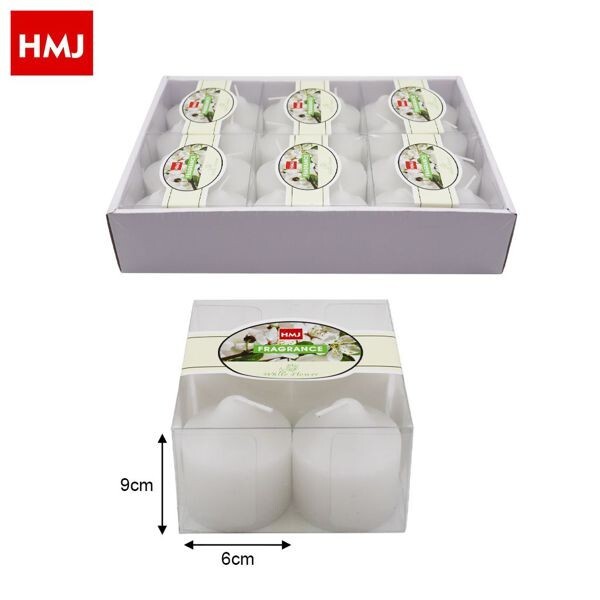 Set 24 Pezzi Candele Colorate Profumate Bianche 9x6cm hmj