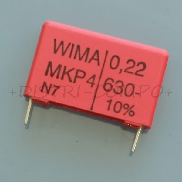 Condensateur Mkp4 220nf 630vdc 280vac Pas 22.5mm Wima