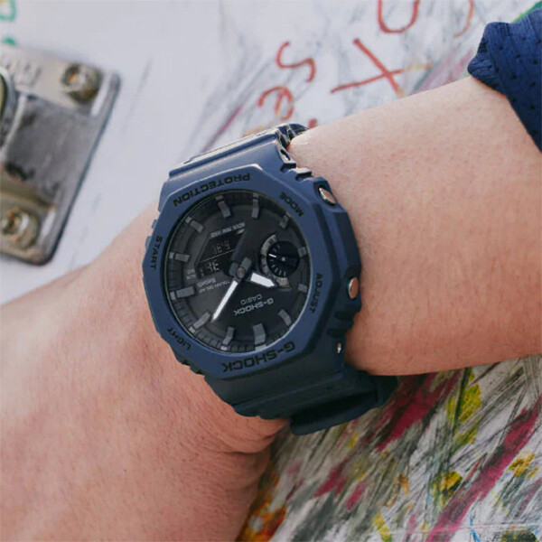 Pre-owned Casio G-shock Octagon Ga-b2100-2ajf Men's Watch Solar Bluetooth Blue 2022
