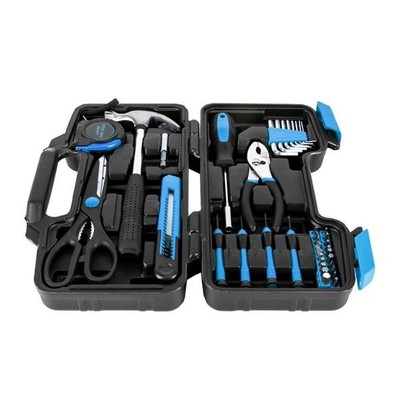 Portable 39pcs Blue Basic Tool Set Household Mechanics Tool Kit with Carry Box