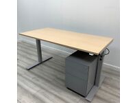 Senator Single Electric Sit Stand Desk, Height Adjustable, 1600mm x 800mm, Maple