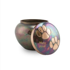 Paw Print Bronze Pet Cremation Urn for Ashes - Medium Raku ...