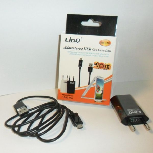 Alimentatore da Rete Casa 1A USB con cavo dati per Samsung Serie S Linq Sm-1201