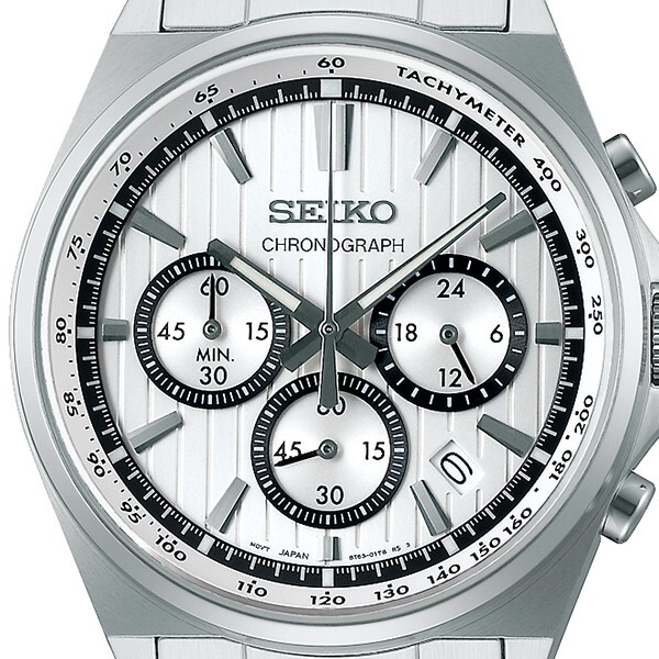 Pre-owned Seiko Selection S Series 8t Sbtr031 Men's Watch Quartz Chronograph White Dial