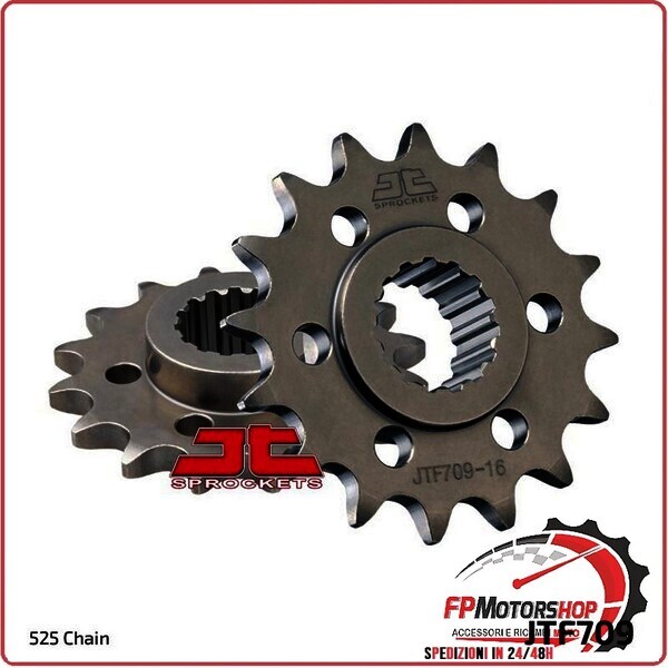 PIGNONE TRASMISSIONE PER MOTO JT 709 Z16 JTF709.16 16 DENTI ACCIAIO PASSO 525