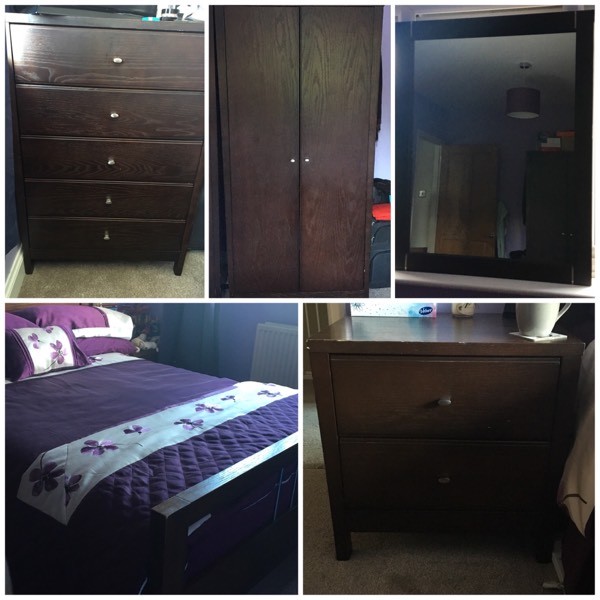 Solid Wood Bedroom Furniture Set Double Bed 2x Wardrobes 2x Bedside Cabinets Chest And Mirror In Sutton London Gumtree