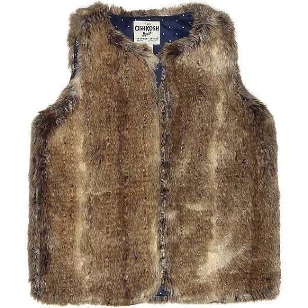 Oshkosh B'Gosh - faux fur girl's vest - brown - Size 2T