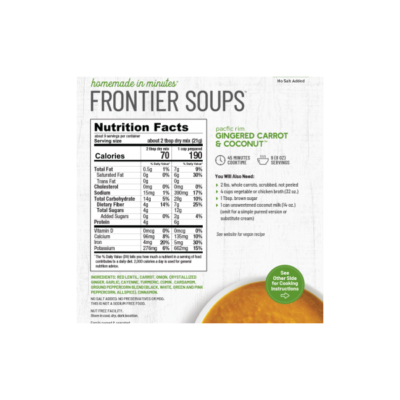 Frontier Pacific Rim Gingered Carrot & Coconut Soup - Gluten Free - Serves 9