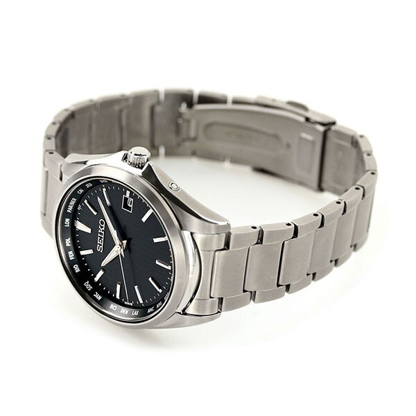 Pre-owned Seiko Selection Sbtm291 Titanium Solar Atomic Radio Men Watch Black Silver Gift