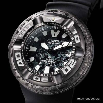 Pre-owned Citizen Promaster Marine Bj8056-01e Godzilla Limited Model Eco-drive Men Watch