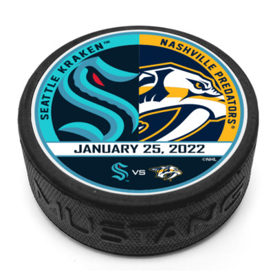 SEATTLE KRAKEN & NASVILLE PREDATORS 3D TEXTURED MATCHUP HOCKEY PUCK Jan.25/2022