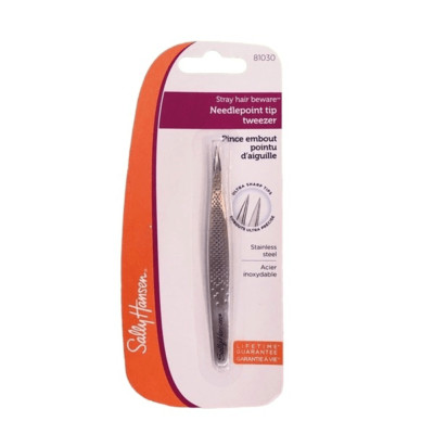 Sally Hansen Needlepoint Tip Tweezer LA CROSS Stray Hair Beware Stainless Steel