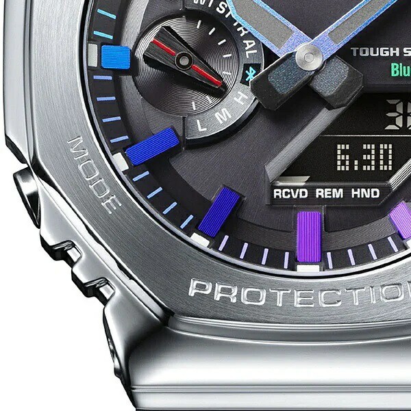 Pre-owned Casio G-shock Gm-b2100pc-1ajf Rainbow X Silver Metal Analog Digital Watch Solar