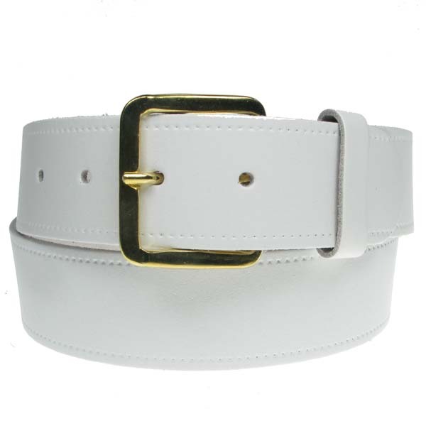 White 40mm Plain Real Leather 1.5" Wide UK Handmade Jeans Trouser Belt