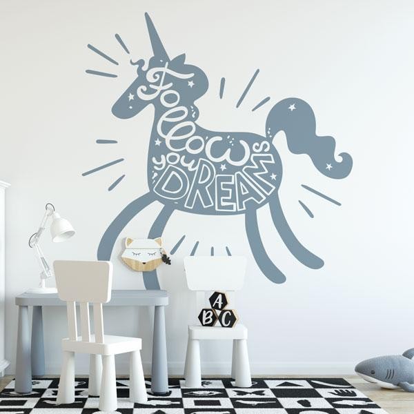 Childrens Unicorn Follow Your Dreams Wall Sticker