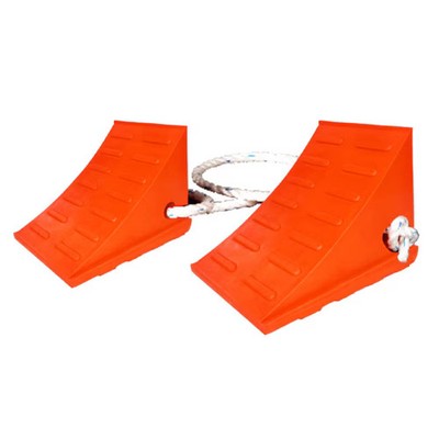 35-Ton Polyurethane Wheel Chock, 35 Ton GVW, Fits 32 to 46" Tire Diameter. (Rope