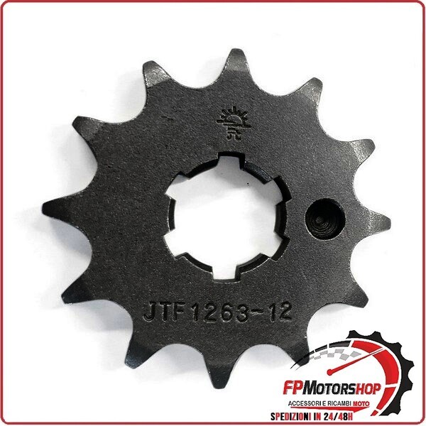 PIGNONE TRASMISSIONE PER MOTO JT 1263 Z12 JTF1263.12 12 DENTI ACCIAIO PASSO 428