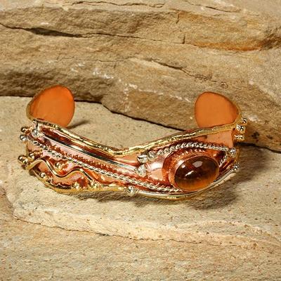 New Tara Mesa Tiger's Eye Wire Embellished Cuff Bracelet