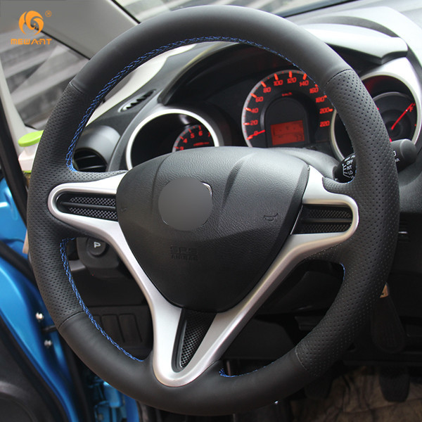 DIY Black PU Leather Steering Wheel Cover for Honda Fit ...
