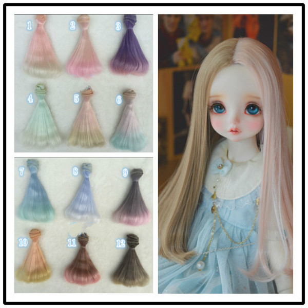 Synthetic 15cm Random Doll 12pc Straight Colorcurly Hair Extension