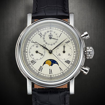 awc mechanical chronograph moon phase mens watch