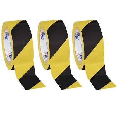 3 Rls/Case - 2'' x 36 yds Black/Yellow Tape Logic?  Striped Vinyl Safety Tape