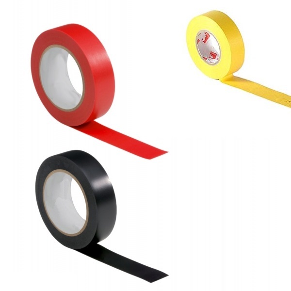 Set 3 Rotoli Nastro Isolante Elettrico Nero Rosso Giallo Pvc Elettricista dfh