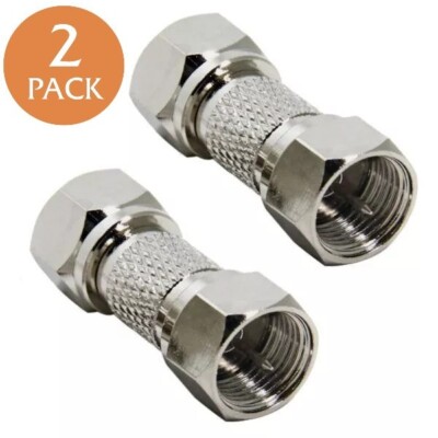 2x F type Male to Male Coupler Inline Coax Coaxial Cable Connector Screw Adapter