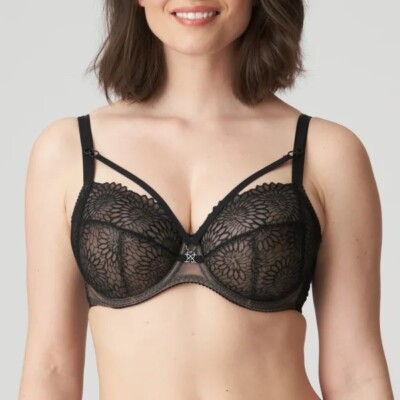 PrimaDonna Prima Donna Bra 34F Sophora Underwired Unlined Lace Lingerie in Black