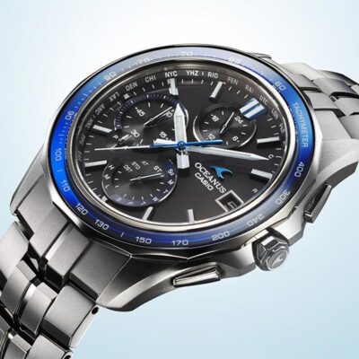 Pre-owned Casio Oceanus Ocw-s7000-1ajf Black Manta Slim Case Chrono Men's Watch In Box