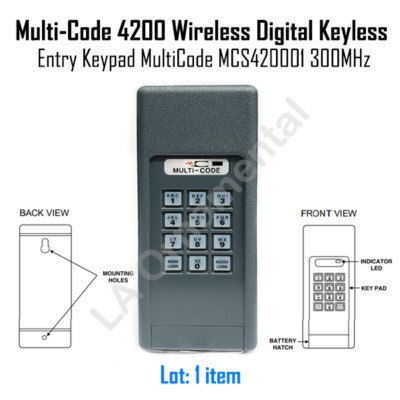 Multi-Code 4200 Wireless Digital Keyless Entry Keypad MultiCode MCS420001 300MHz