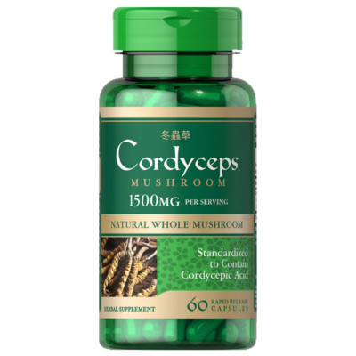 Гриб Cordyceps Sinensis 1500 мг на 2: 60 капсул - Кордицепиновая кислота от Puritans