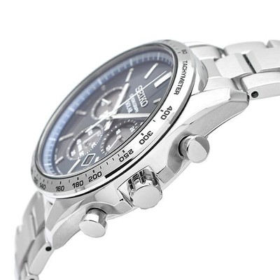 Pre-owned Seiko Selection Sbpy163 Blue Panda Chronograph Solar Men's Watch In Box