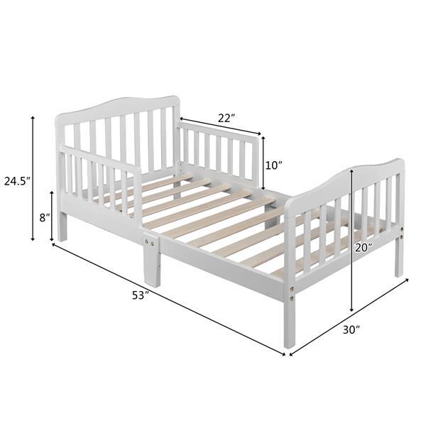 Wooden Baby Toddler Bed Children Bedroom Furniture with Safety Guardrails Frame