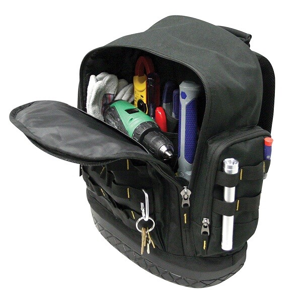 AWP HP Nylon Zippered Closed Portable Tool Bag Storage Padded Straps Backpack