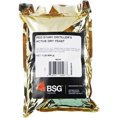 DISTILLERS YEAST 1 POUND FOIL PACK DADY FOR HIGH PROOF WHISKEY STILL MOONSHINE