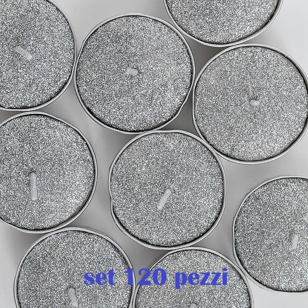Set 120 Pezzi Candele Argento Glitter Tealight Lumini Decorazione Natale dfh