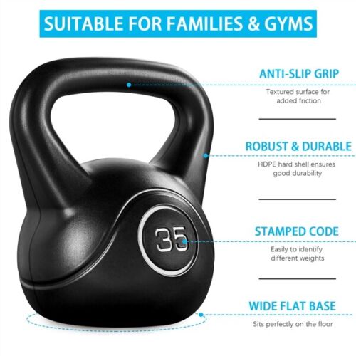 35lbs Kettlebell HDPE Coated Kettle Bells for Home Gym Fitness Workout Bodybuild