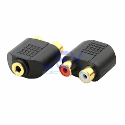 Female Stereo 1/8'' 3.5mm Jack to Twin/2X Female RCA Adapter Audio Splitter