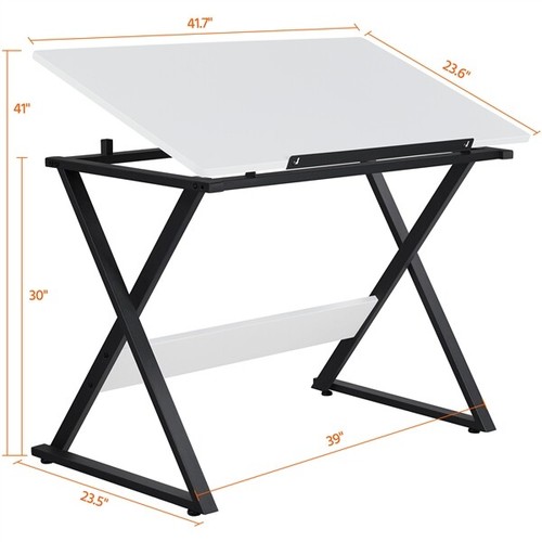 Art Desk Drafting Table Craft Work Station Drawing Desk w/Adjustable Tabletop