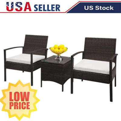 3Pcs 2pcs Arm Chairs Single Sofa 1pc Coffee Table Rattan Sofa Set Brown Gradient