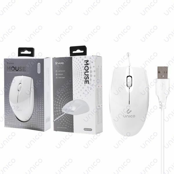 Mouse Ottico Usb Con Filo Unico Ms1000 Bianco cir
