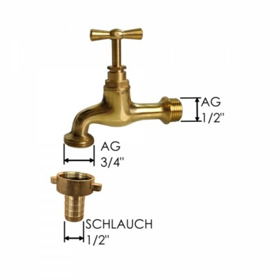 Bewässerungssysteme Wasserhahn Auslaufhahn messing poliert 1/2 Zoll