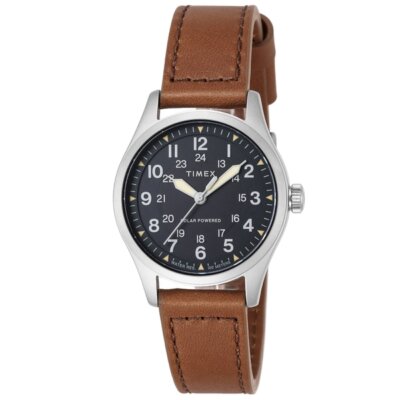 Pre-owned Timex Tw2v00200 Expedition North Field Post Solar Unisex Leather Belt Authentic